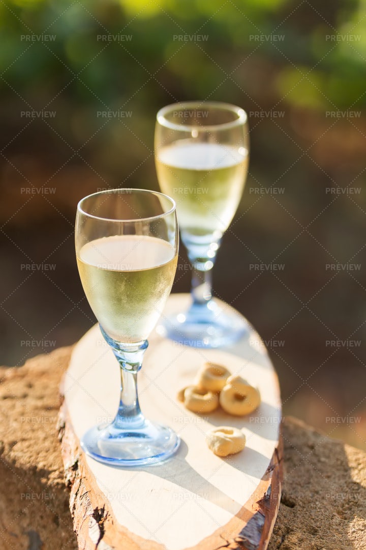 White Wine In Two Glasses: Stock Photos