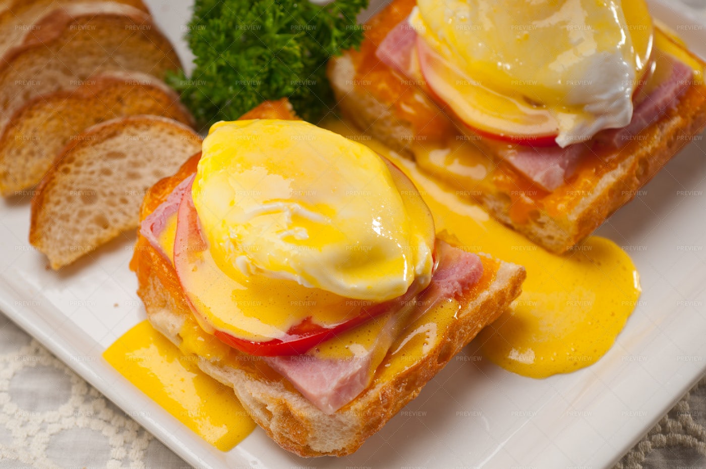 Eggs Benedict On Bread: Stock Photos