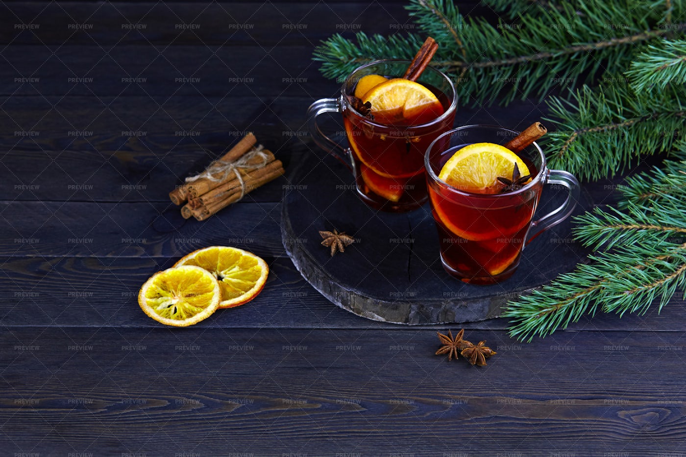 Mulled Wine With Orange: Stock Photos