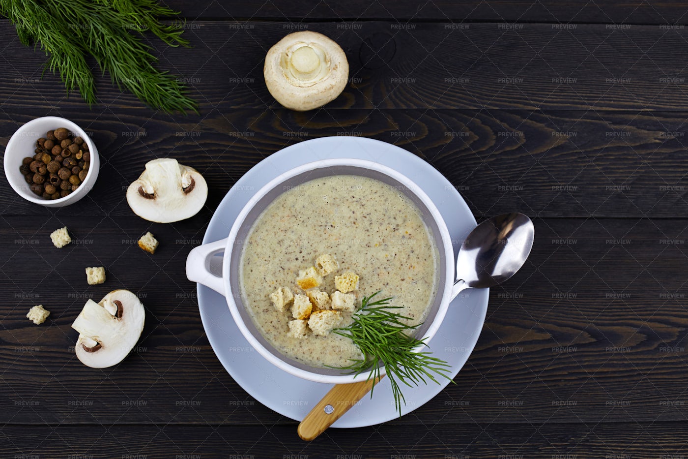Cream Soup With Mushrooms: Stock Photos