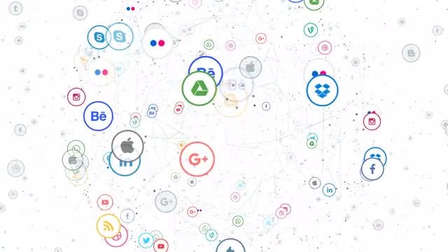 Social Networks Icons Planet: Stock Motion Graphics