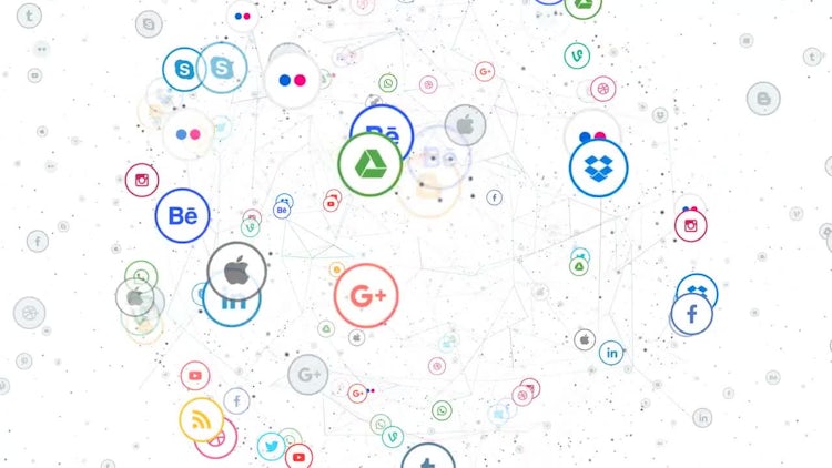Social Networks Icons Planet: Stock Motion Graphics