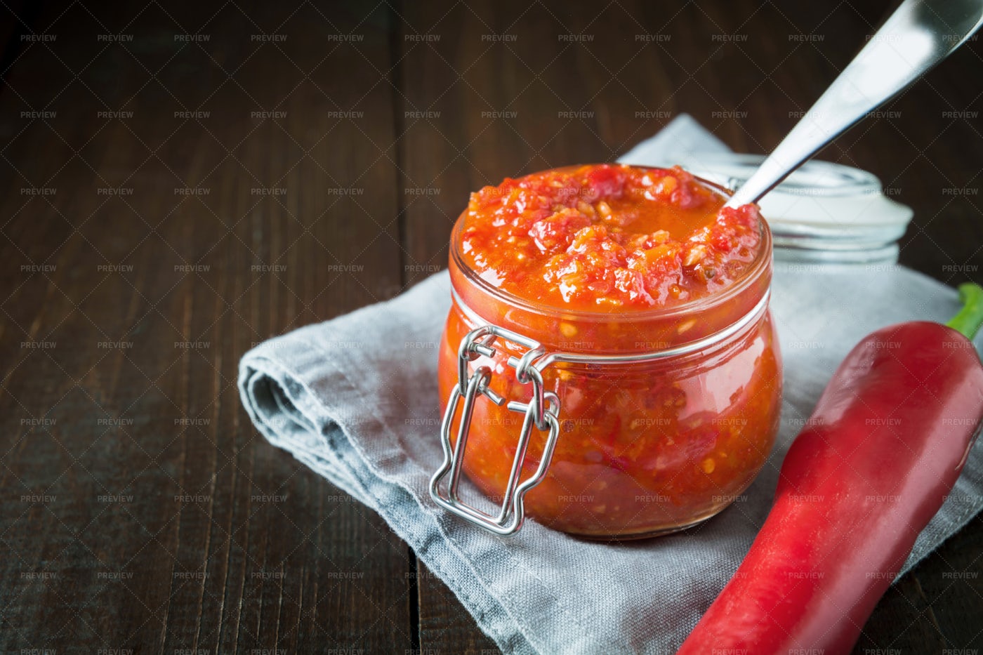 Adjika In Glass Gar: Stock Photos