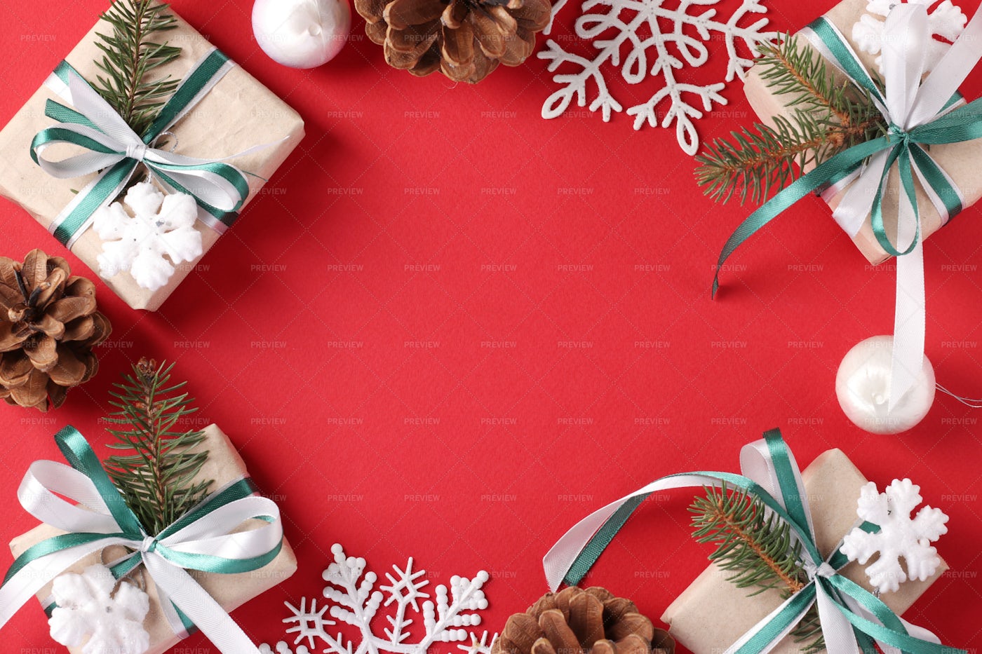 Christmas Frame With Gifts: Stock Photos