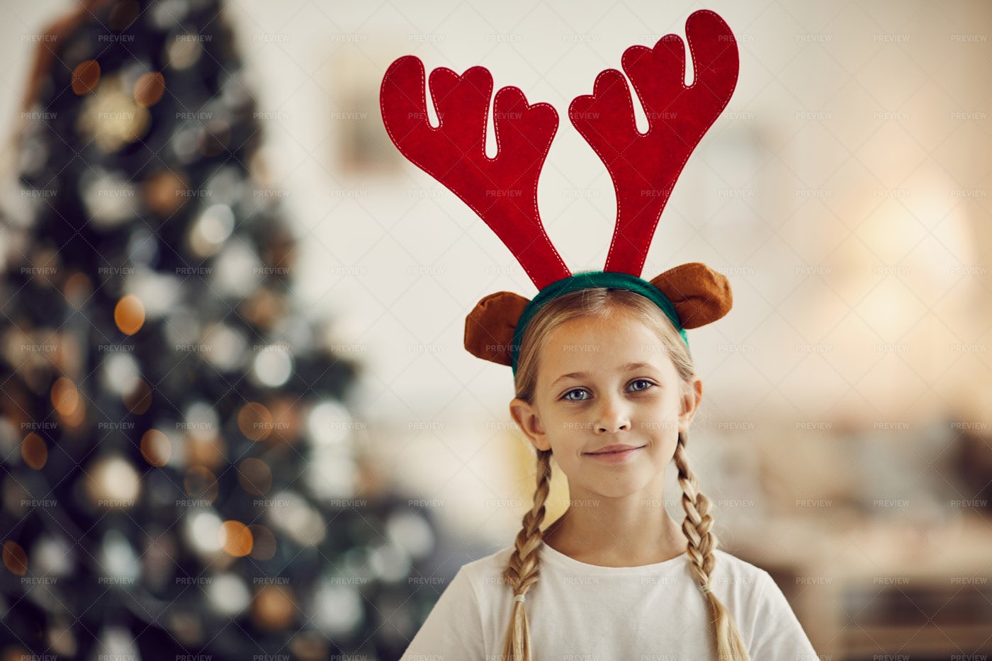 Girl In Deer Antlers: Stock Photos