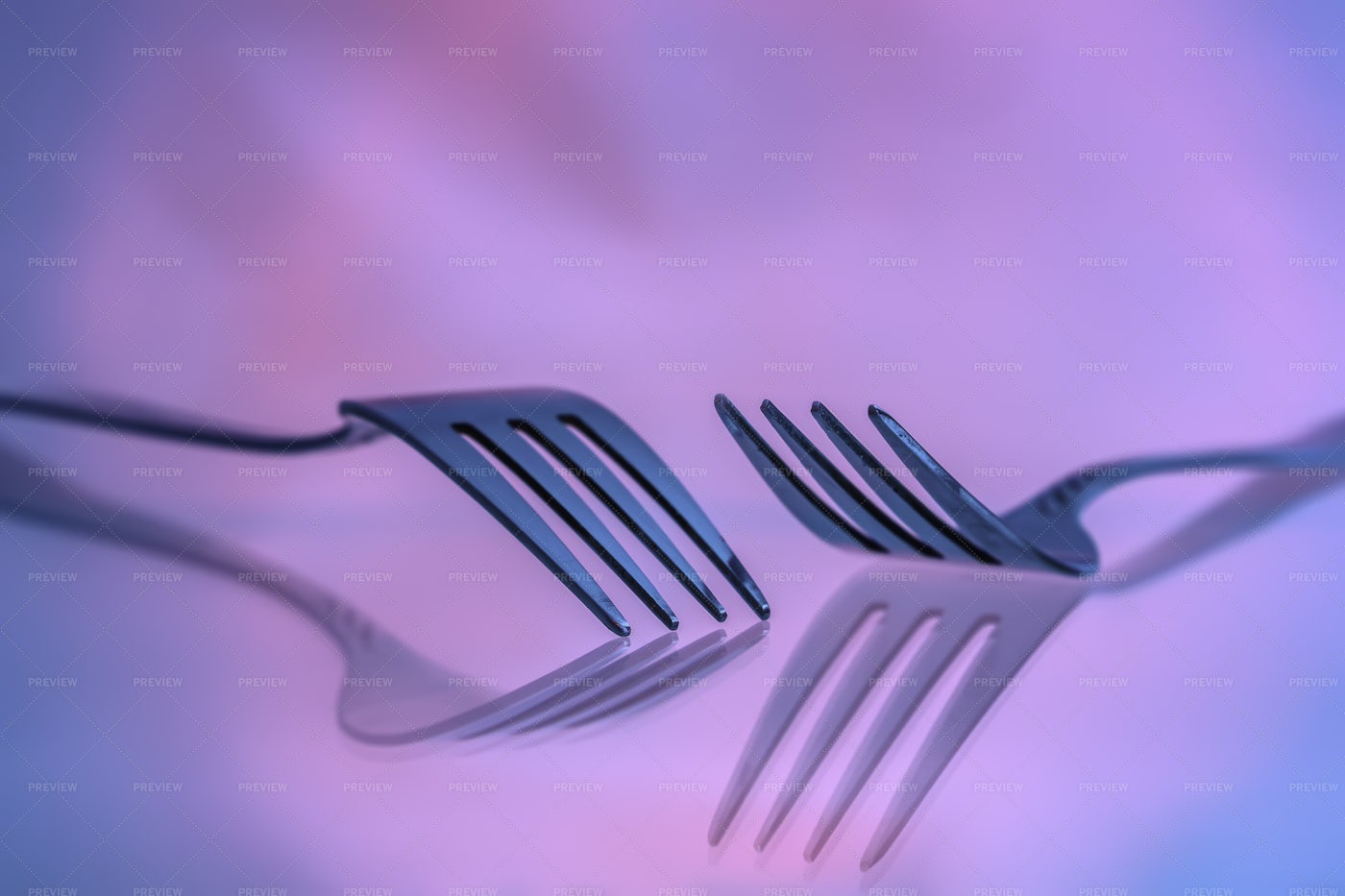 Two Forks And Reflection: Stock Photos