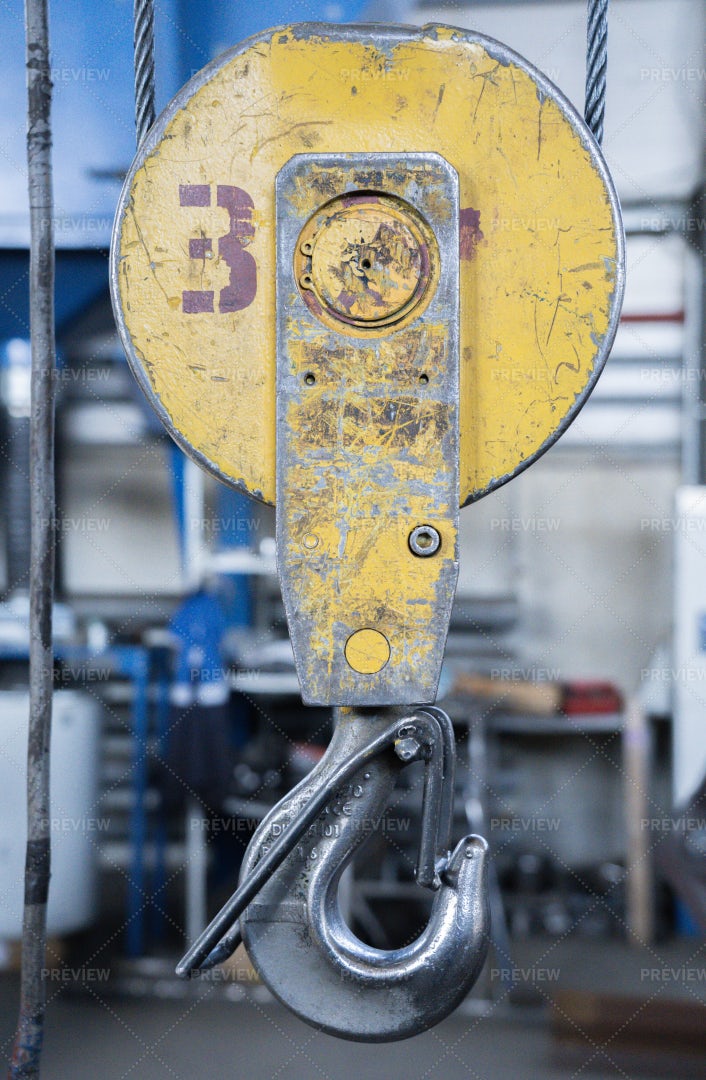 Crane Hook In Industrial Workshop: Stock Photos