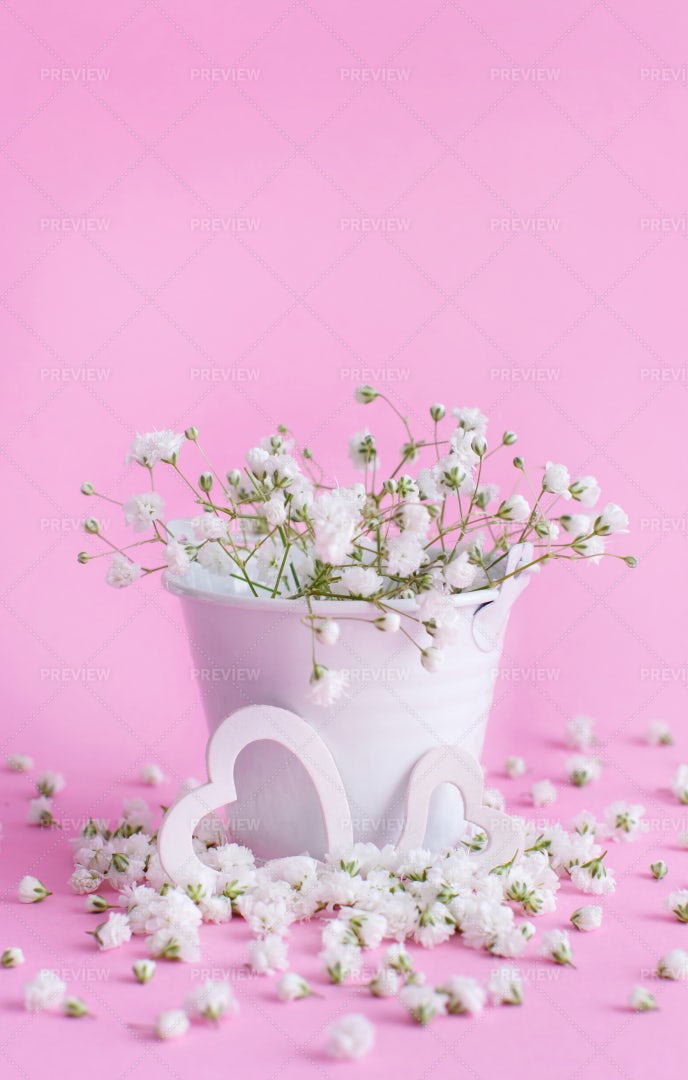 Flowers In A Bucket Background: Stock Photos