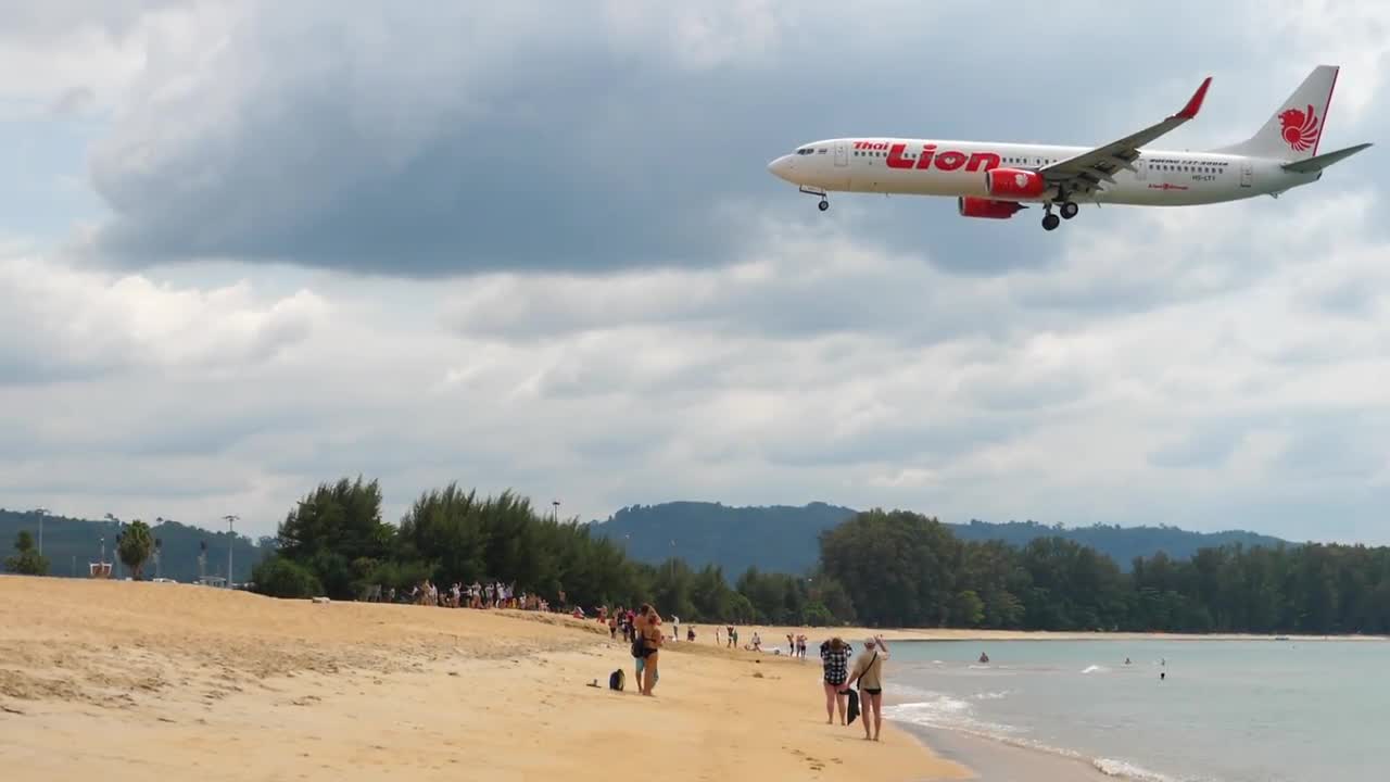 Plane Landing Near The Beach Stock Video Motion Array