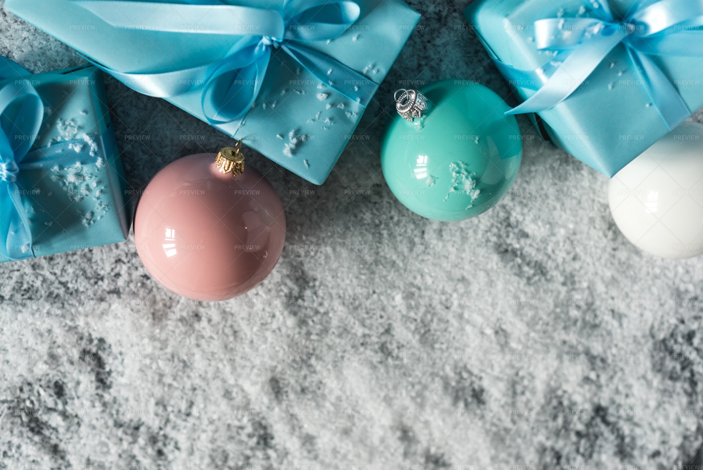Present Box And Balls: Stock Photos