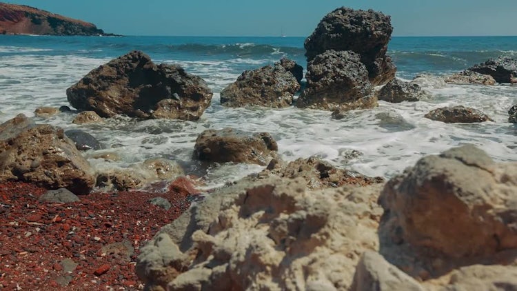 Mediterranean Beach With Red Sand: Stock Video