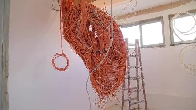 Exposed Wires In Unfinished Building: Stock Video