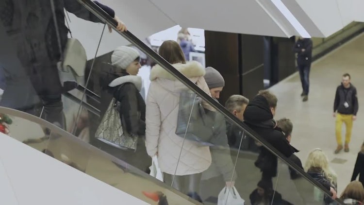 Escalator Inside A Business Center: Stock Video