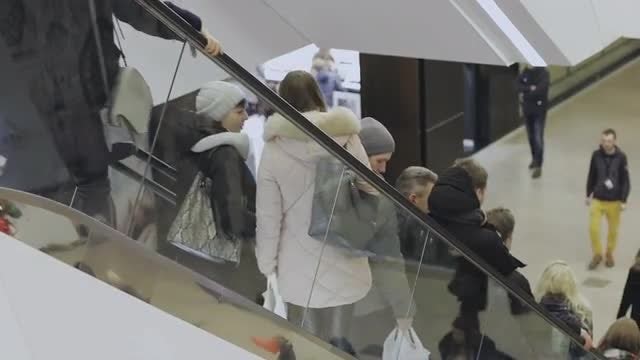 Escalator Inside A Business Center: Stock Video