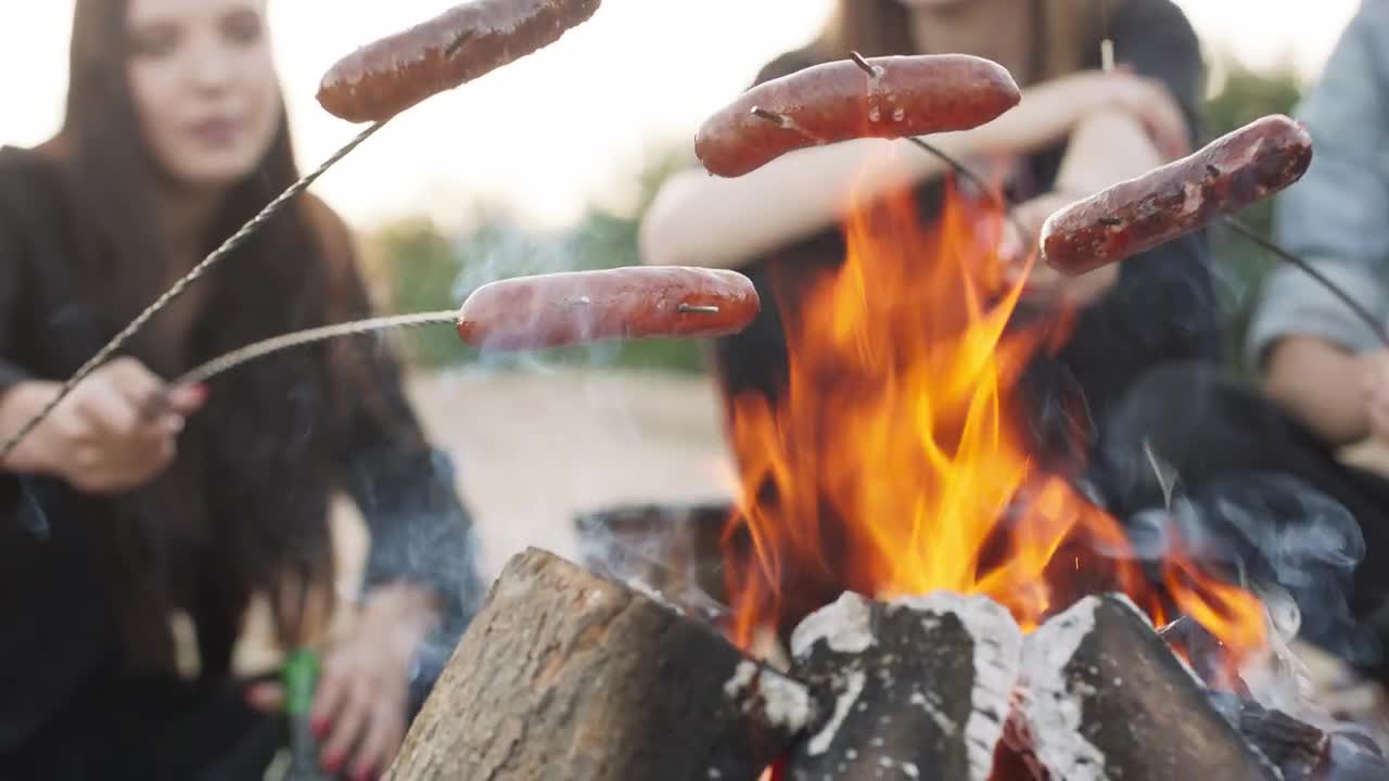 Roasting Hot Dogs On A Campfire Stock Video Motion Array