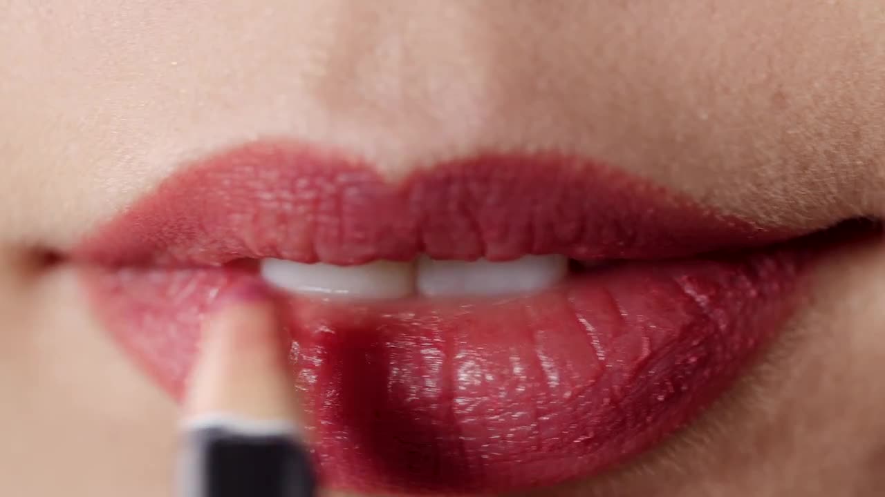 Using A Lip Pencil Stock Video Motion Array