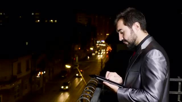 Businessman Working In The Balcony : Stock Video