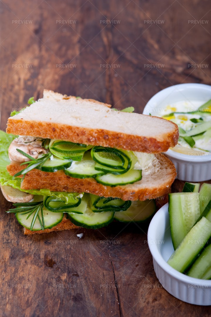 Fresh Vegetarian Sandwich: Stock Photos