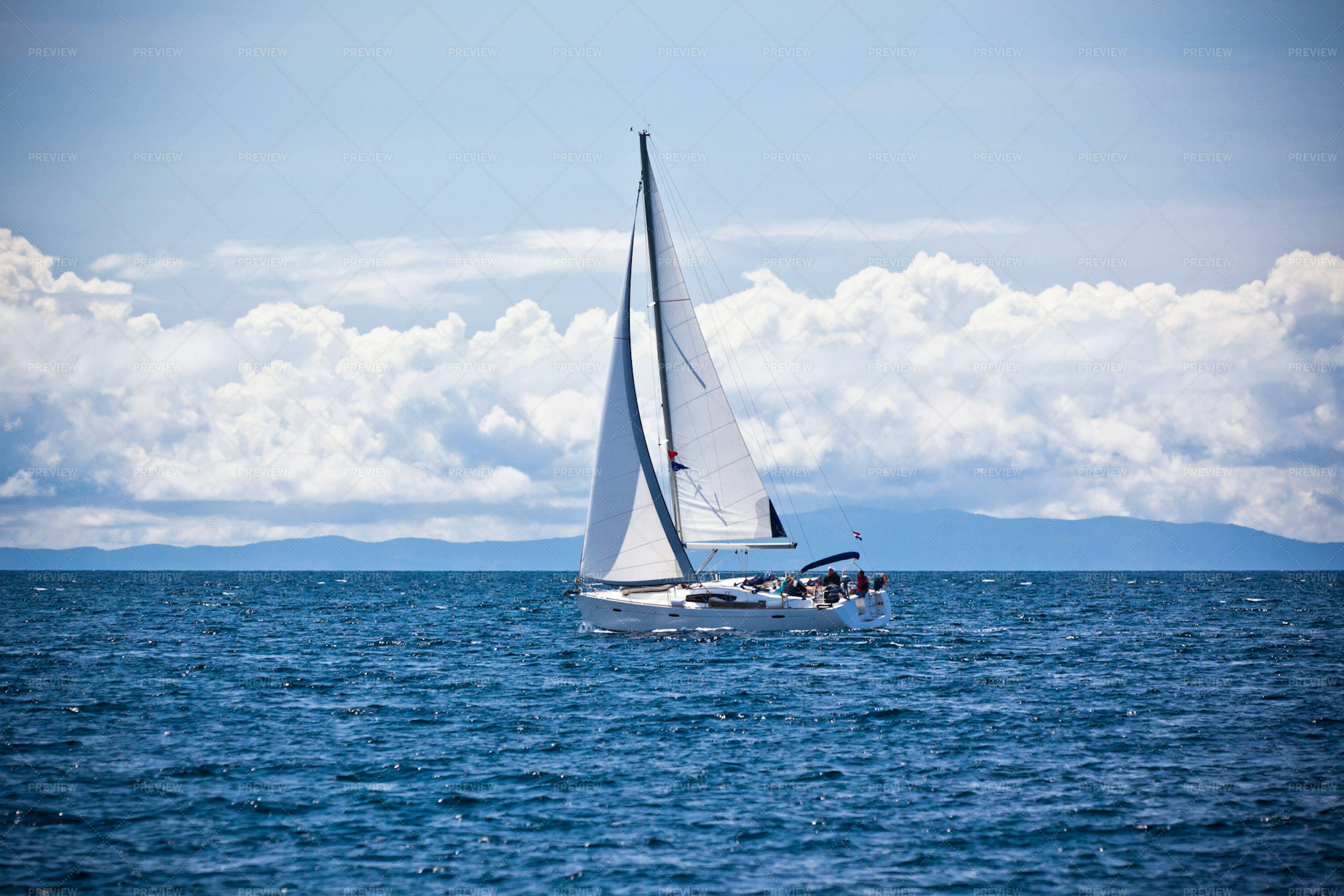 Recreational Yacht In Sea - Stock Photos | Motion Array