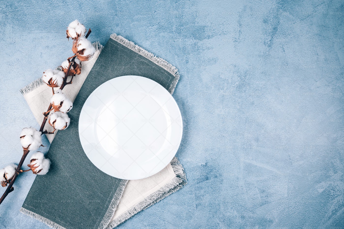 Plate On Linen Napkins: Stock Photos