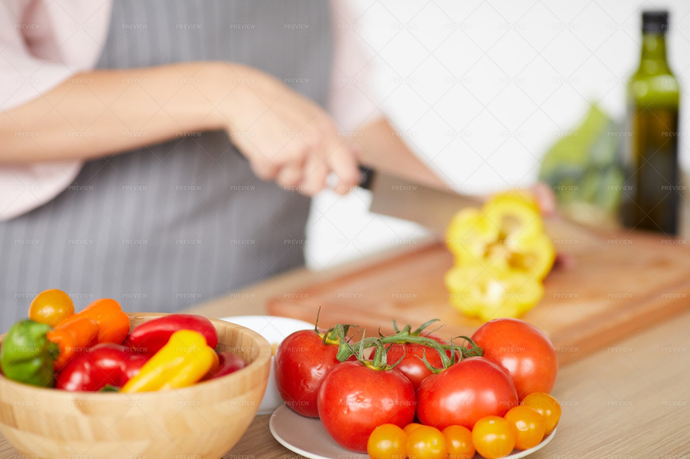 Woman Preparing Vegetable Salad: Stock Photos