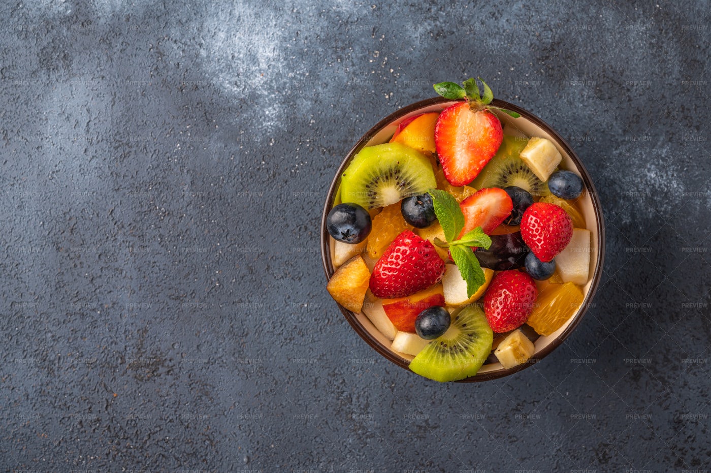 Fruit Salad On Dark Background: Stock Photos