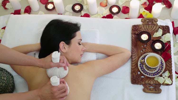 Herbs Massage At The Spa: Stock Video
