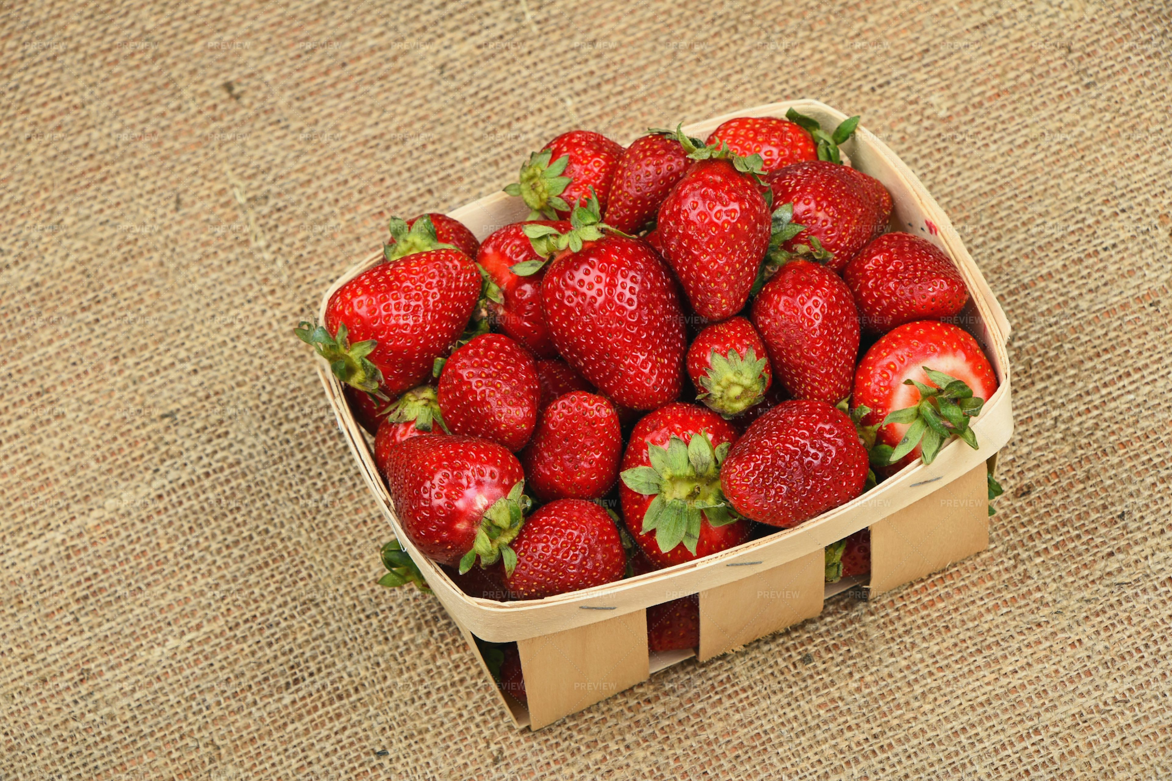 Strawberry In Wooden Crate - Stock Photos | Motion Array