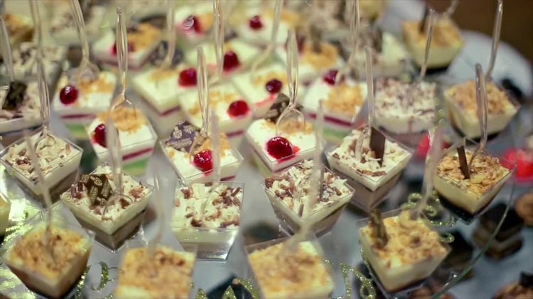 Glass Tray of Deserts: Stock Video