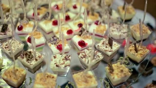 Glass Tray of Deserts: Stock Video