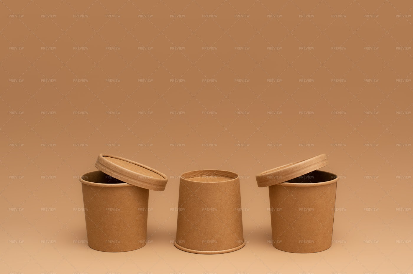 Brown Craft Soup Cups: Stock Photos