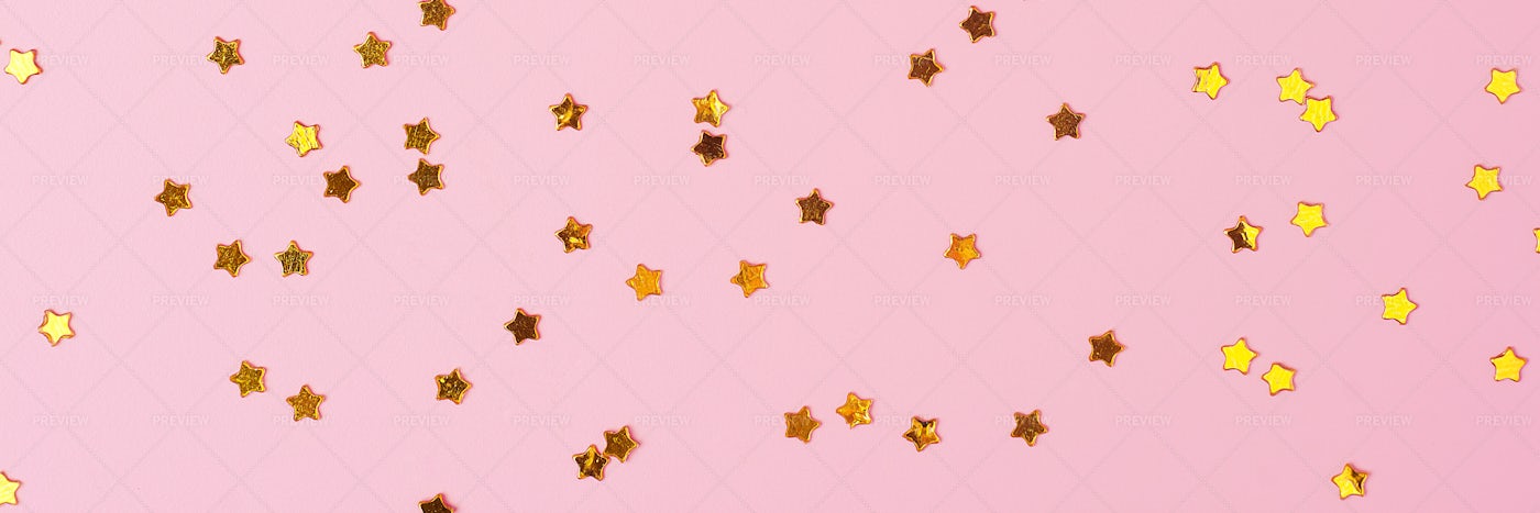 Golden Star Confetti: Stock Photos