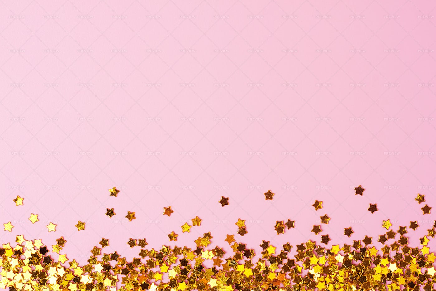 Golden Confetti On Pink: Stock Photos