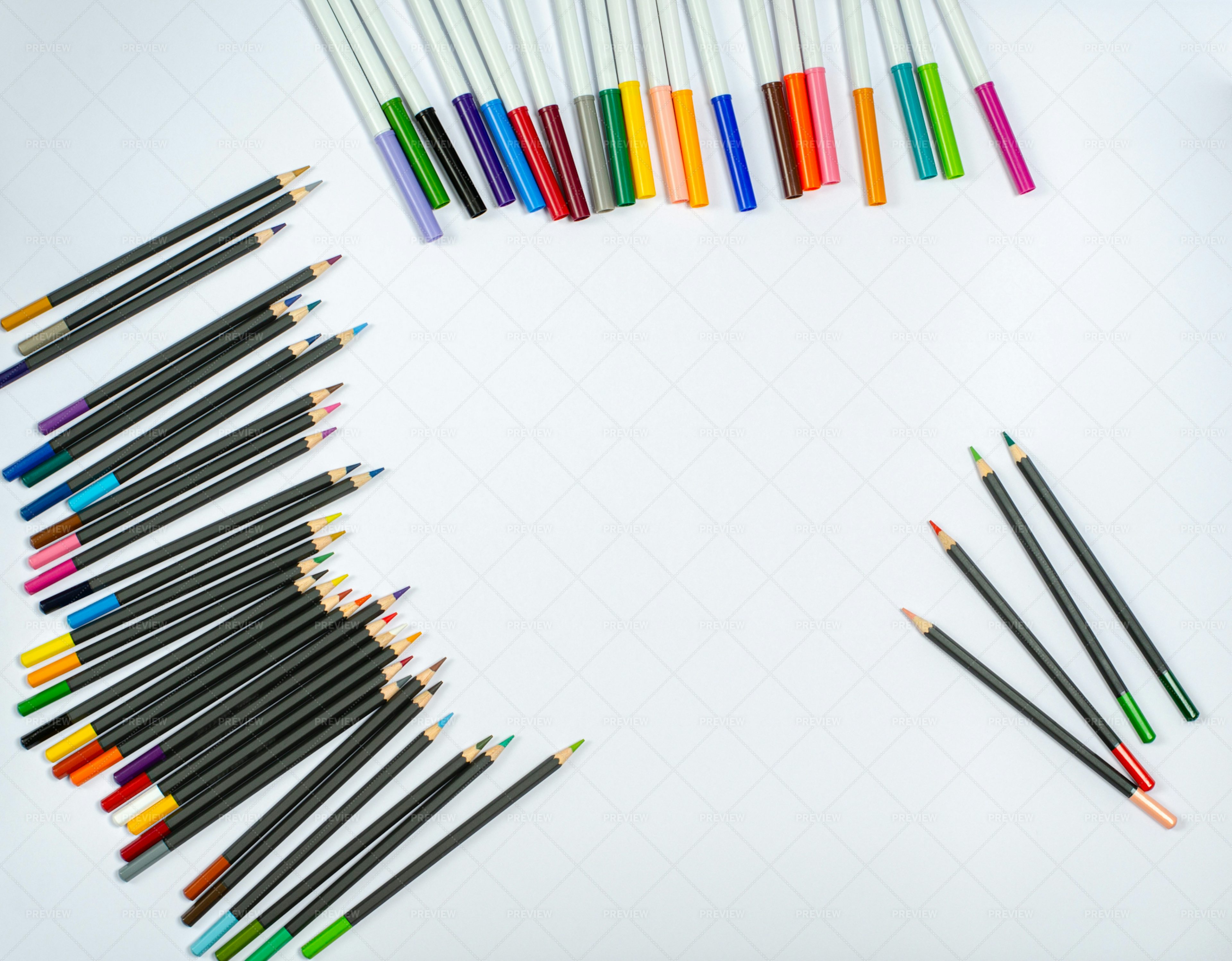 Colored Pencils And Markers - Stock Photos | Motion Array