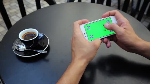 Green Screen Phone Gaming: Stock Video
