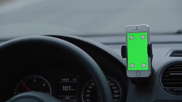 Green Screen Phone In Car: Stock Video