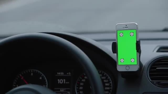 Green Screen Phone In Car: Stock Video