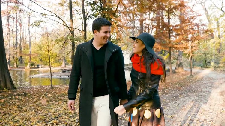 Happy Couple Walking In Park: Stock Video