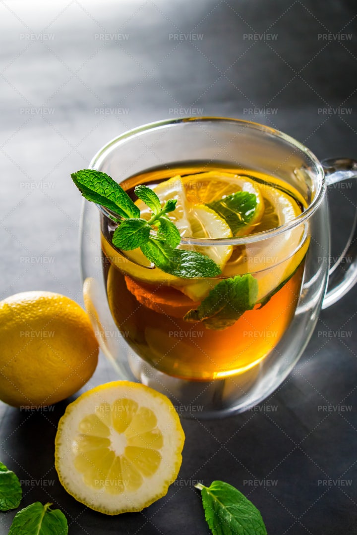 Tea With Lemon And Mint: Stock Photos