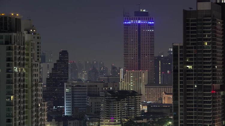 Lights On-Off In Urban Bangkok: Stock Video