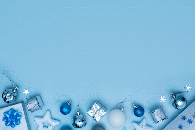 Blue And Silver Christmas Background - Stock Photos | Motion Array