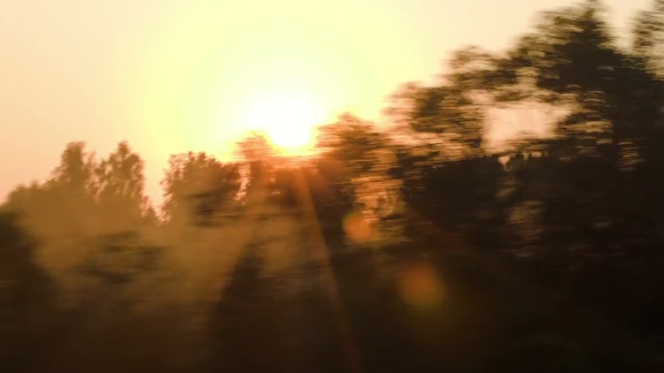 Passing Landscape At Sunset: Stock Video