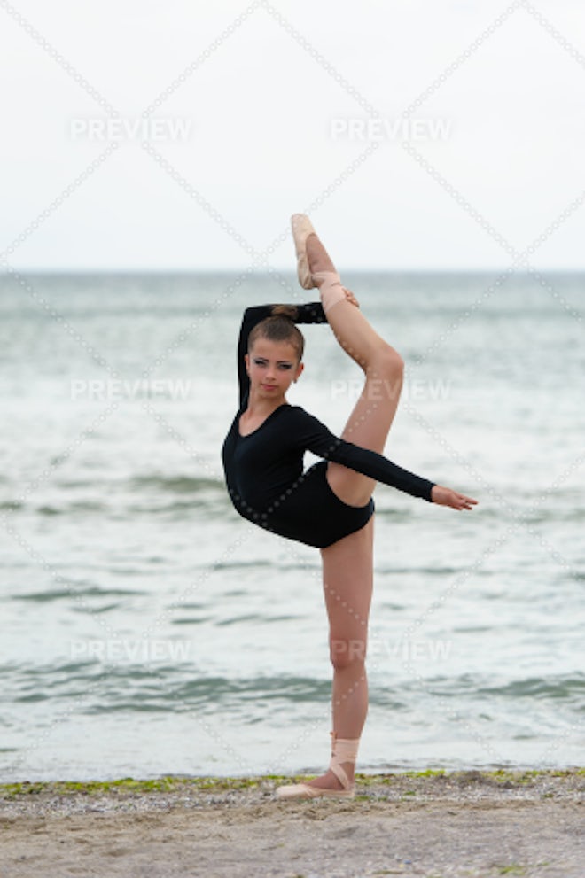 Gymnast Girl Stretching - Stock Photos