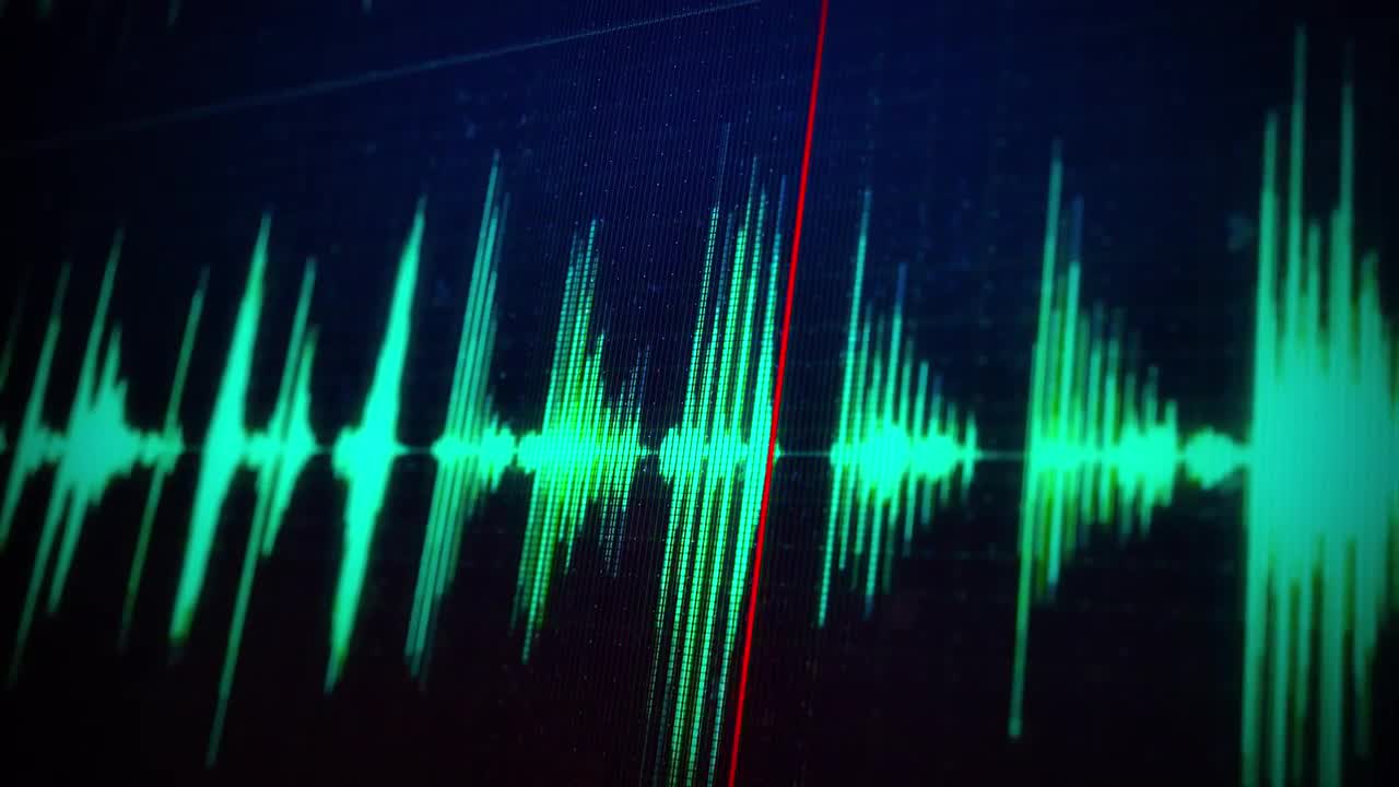 Green Audio Waveform On Computer Screen - Stock Motion Graphics ...