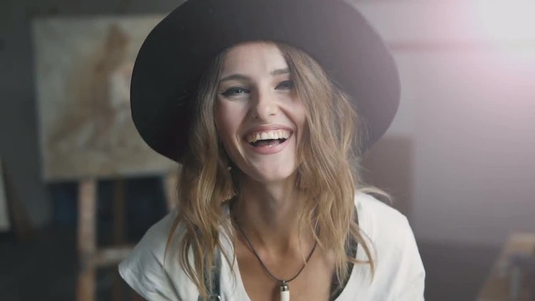 Smiling Female Artist: Stock Video