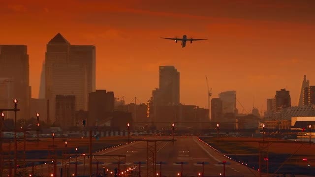Jet Taking Off At Sunset: Stock Video