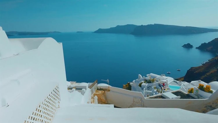 Establishing Shot Of Santorini Island : Stock Video