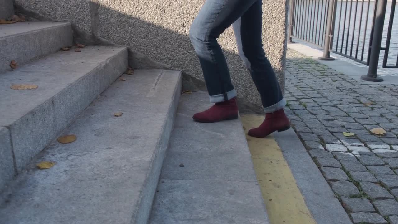 Feet Walking Up The Stairs Stock Video Motion Array