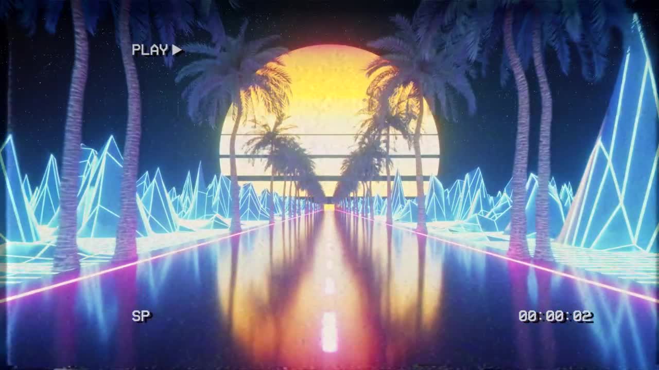 80s Retro Sunset VHS Tape Loop Stock Motion Graphics Motion Array