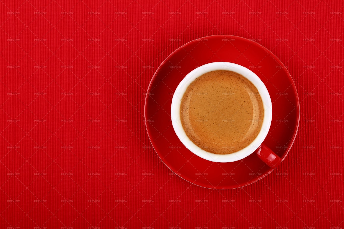 Espresso Coffee On Red: Stock Photos